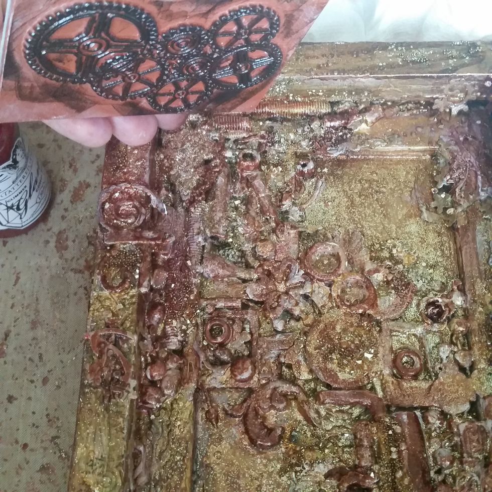 Add even more stamped layers as some have gotten covered up with mist now.