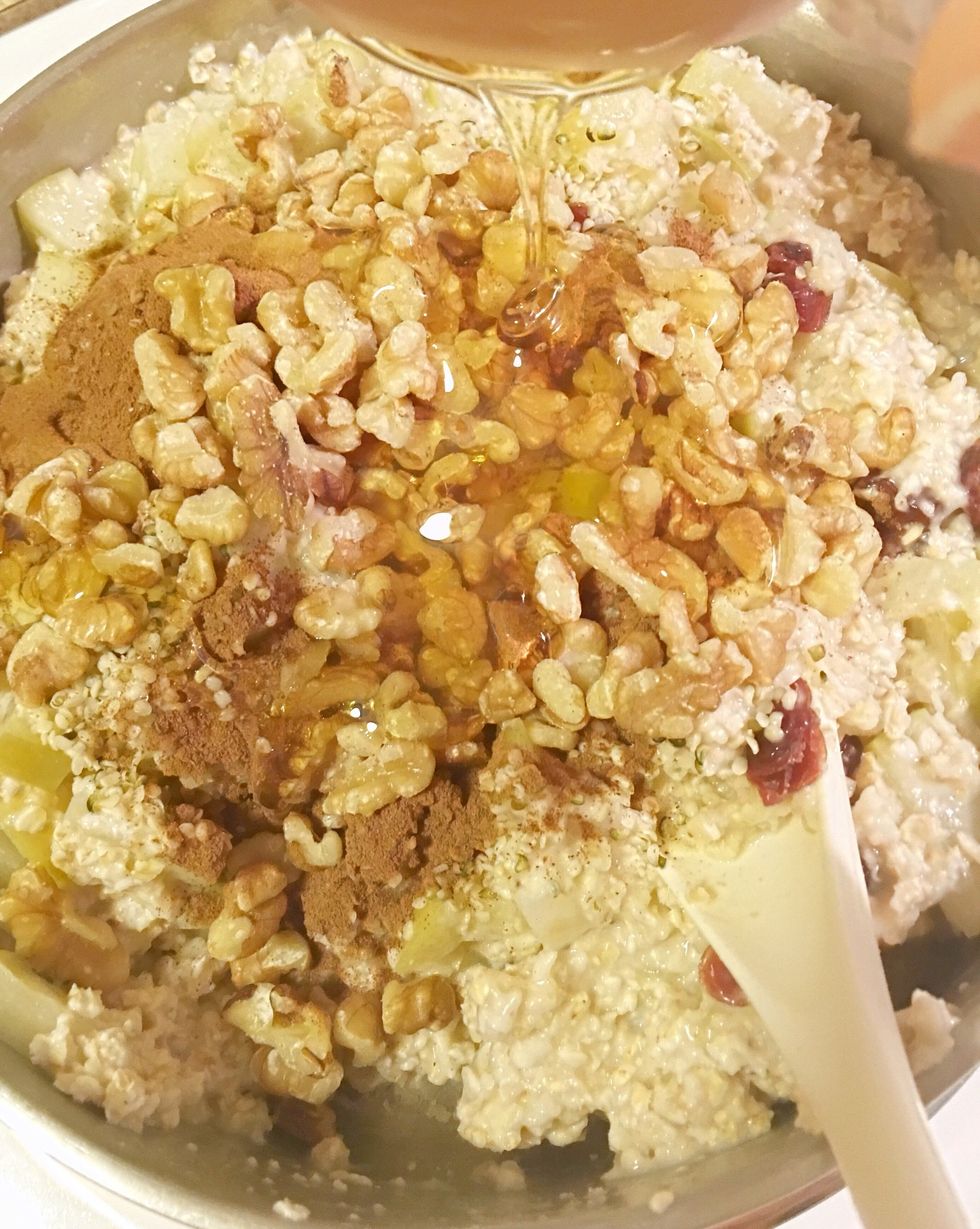 Add everything to the pot that you've removed from heat. Stir, serve and enjoy!
