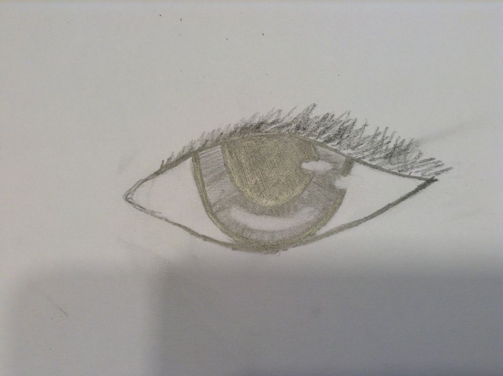 Add eye lashes to the top. Remember, they increase in size going left to right