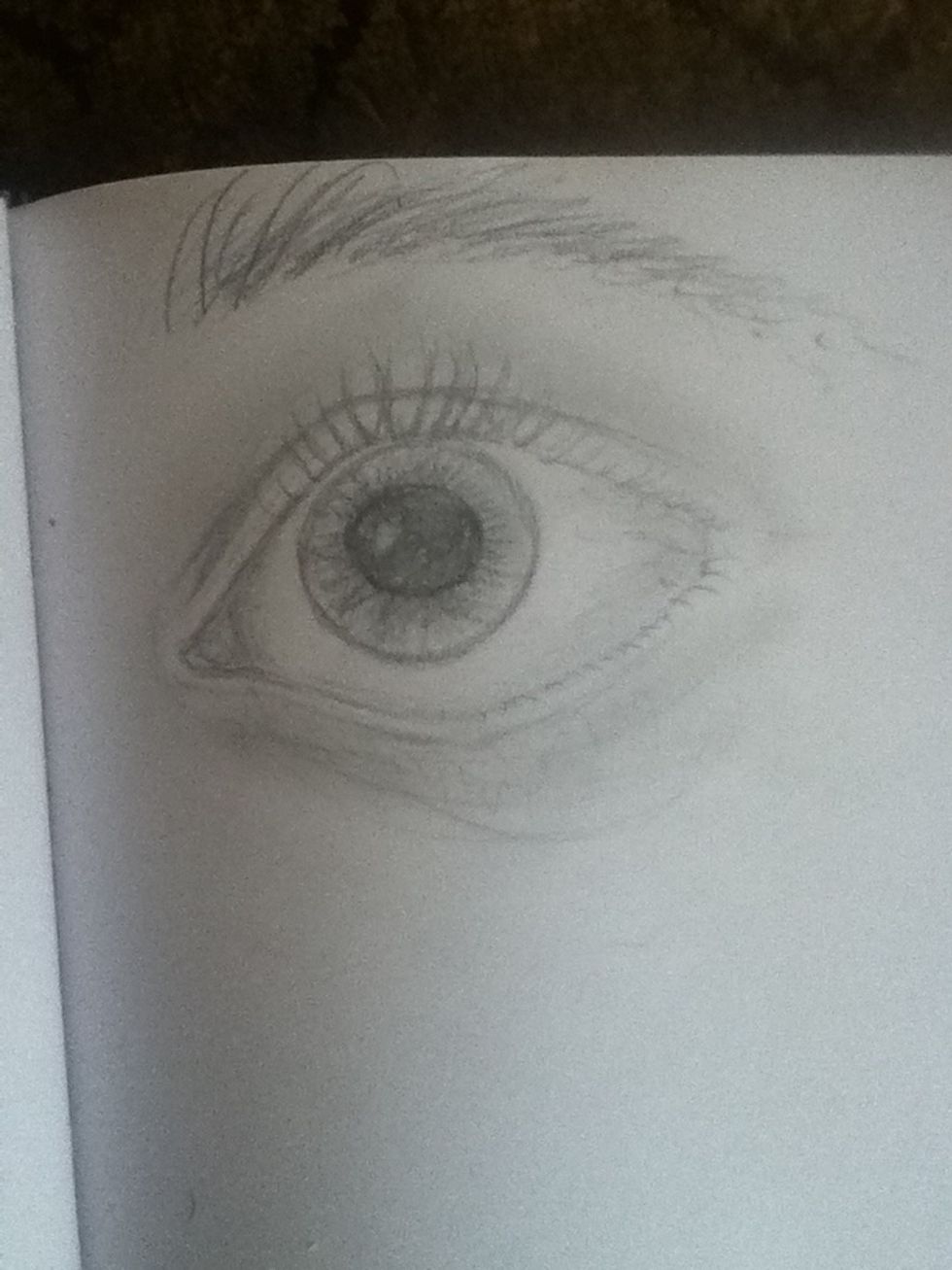 Add eyelashes and the eyebrow.