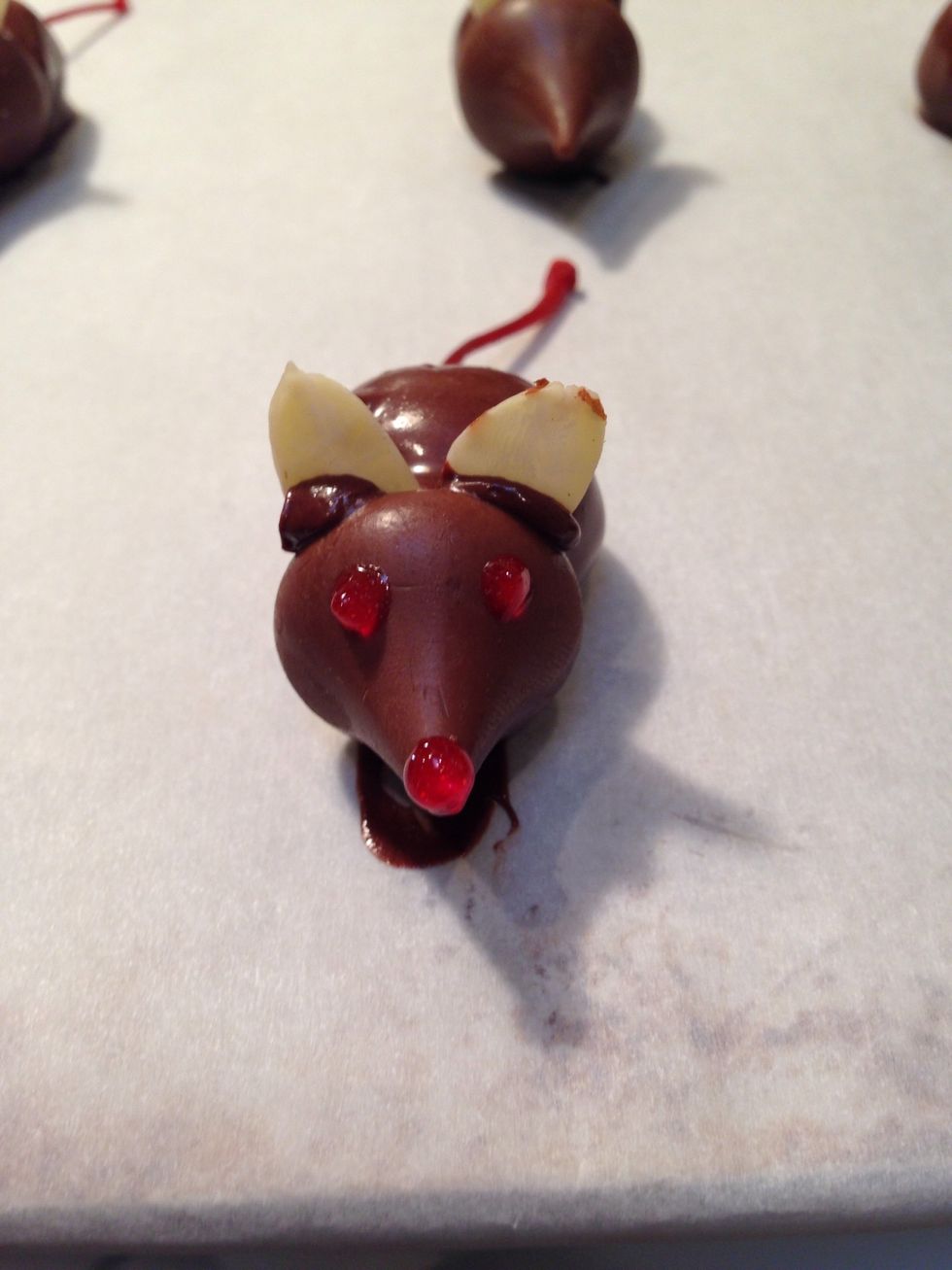 Add eyes and nose with the glitter gel.