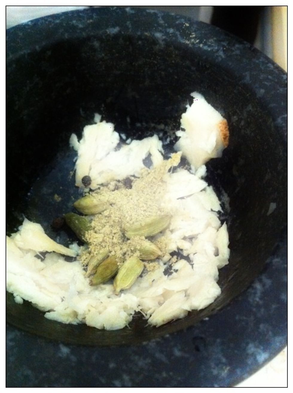 Add fennel or fennel powder. Mash or grind all of the spices. Add to tea pot when the water is boiling.