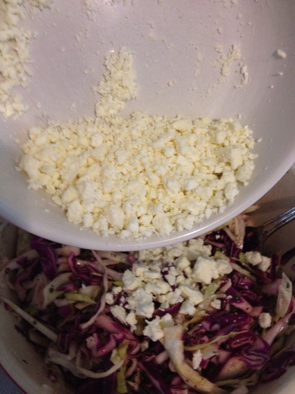 Add feta and stir.