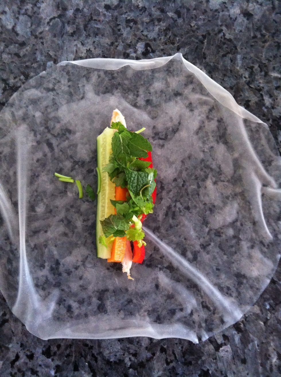 Add fill them with the vegetables and herbs