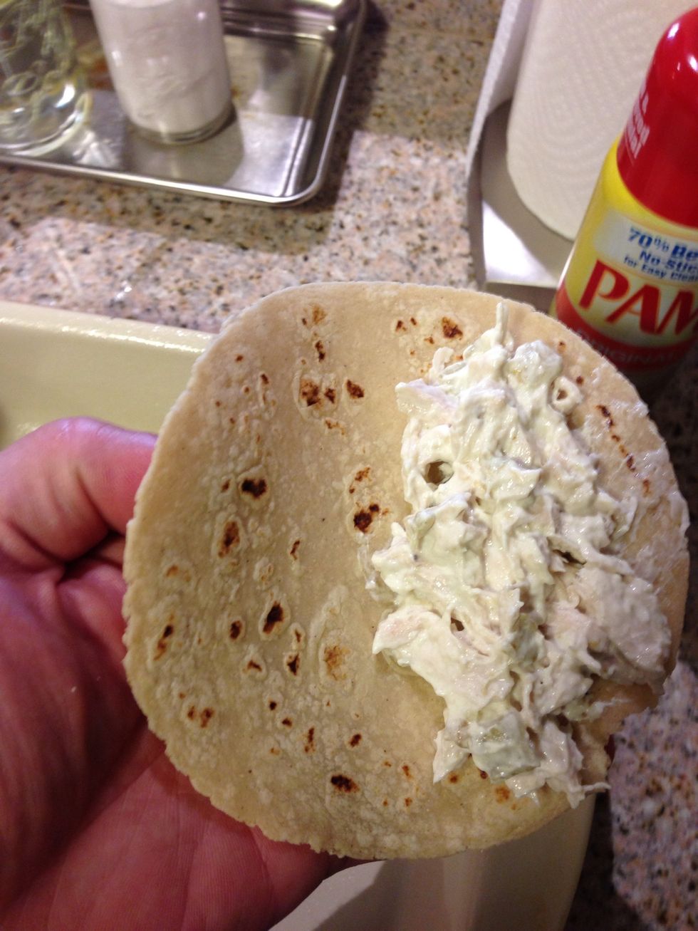 Add filling to tortillas then roll