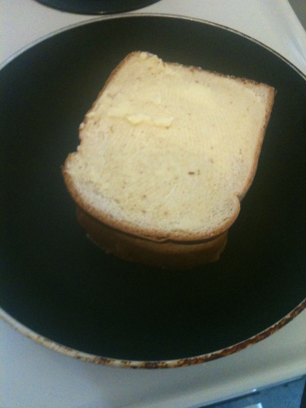 Add final pease of bread butter side up.