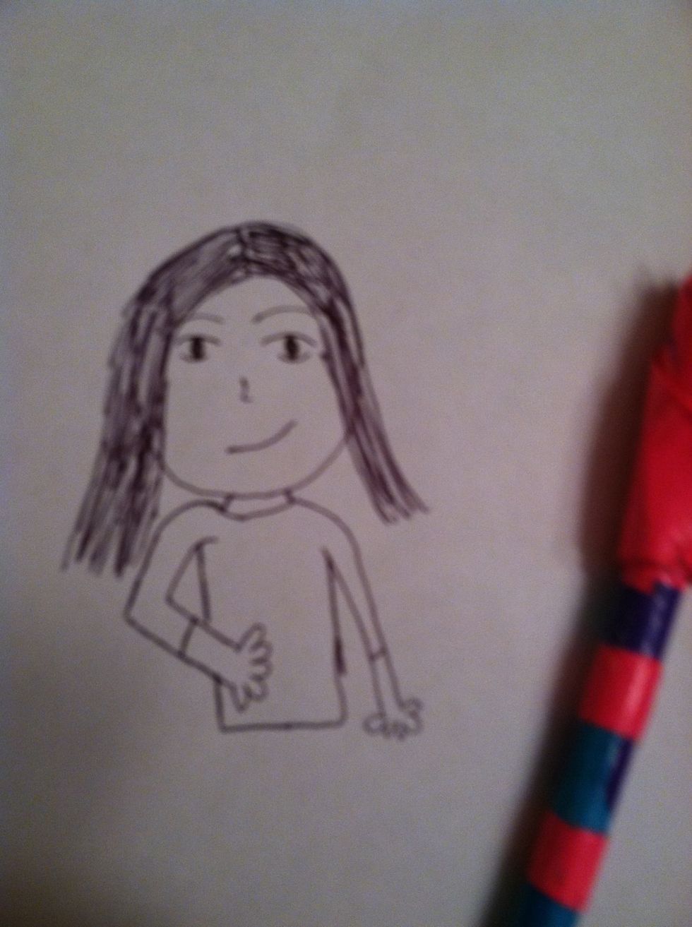 Add fingers, another arm and body figure.