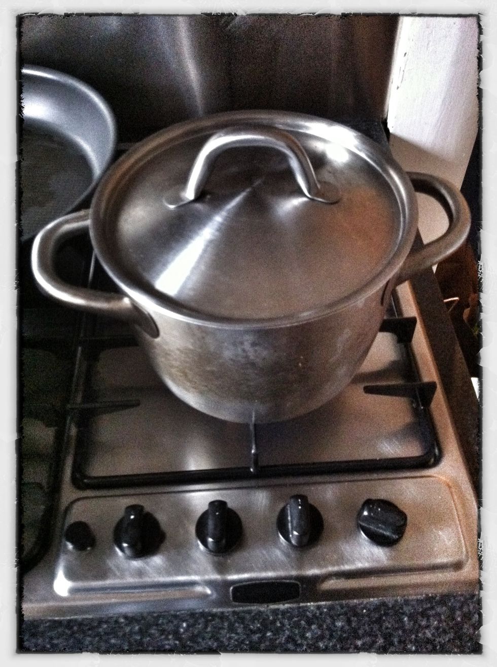 Add five or so kernels to the oil and cover the pot.