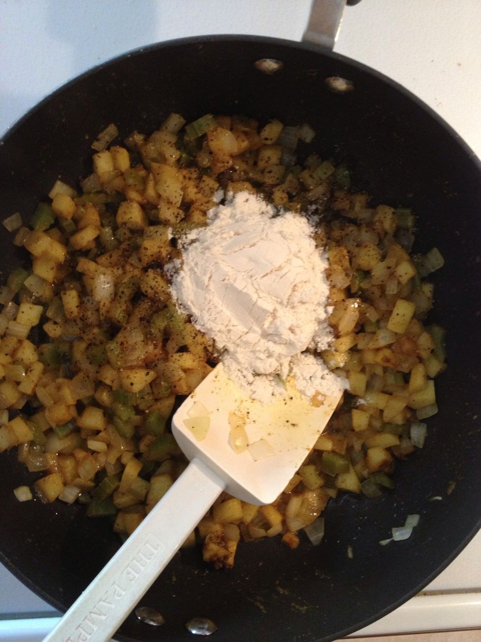 Add flour and mix well