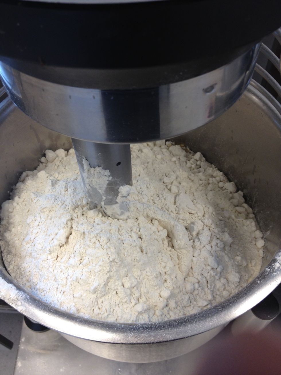 Add flour and start mixing.