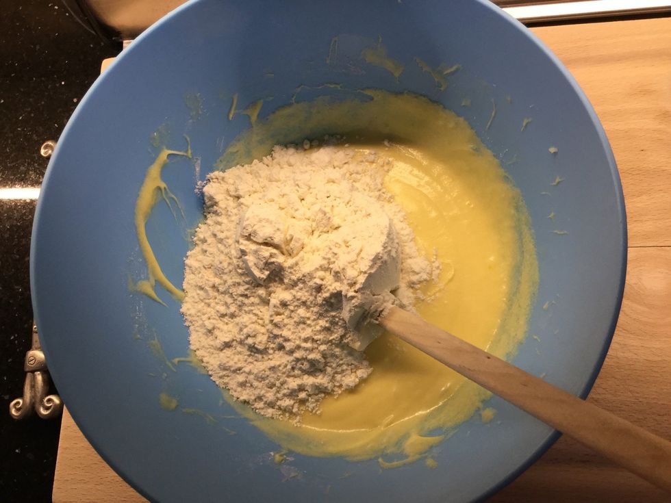 Add flour, baking soda and cream of tartar and add a dash of love