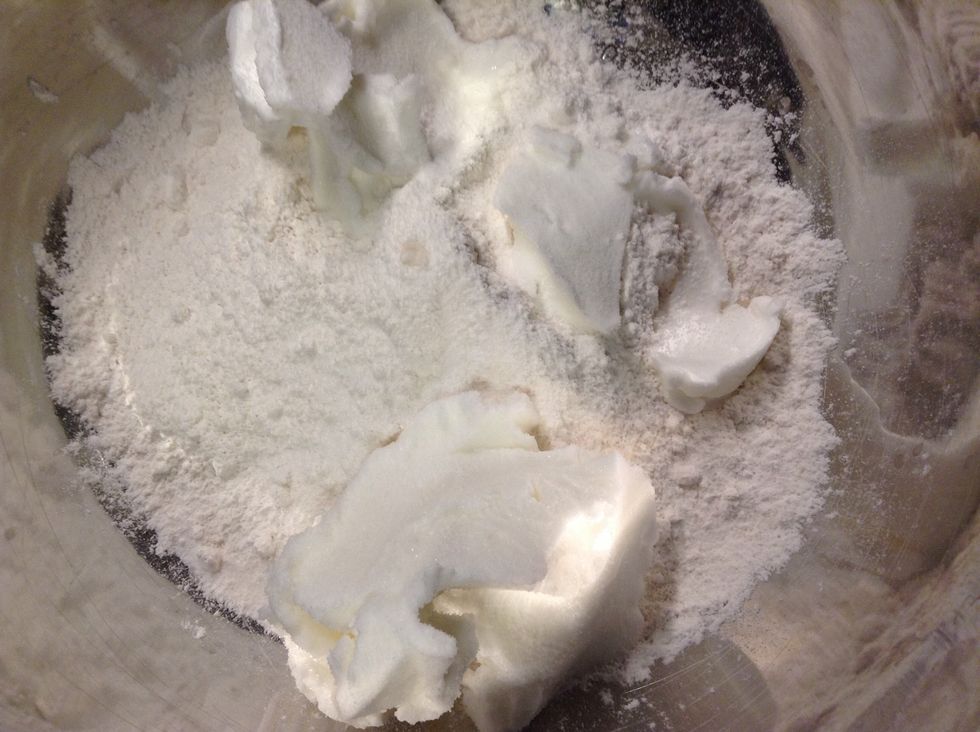 Add flour, crisco and salt in separate bowl.