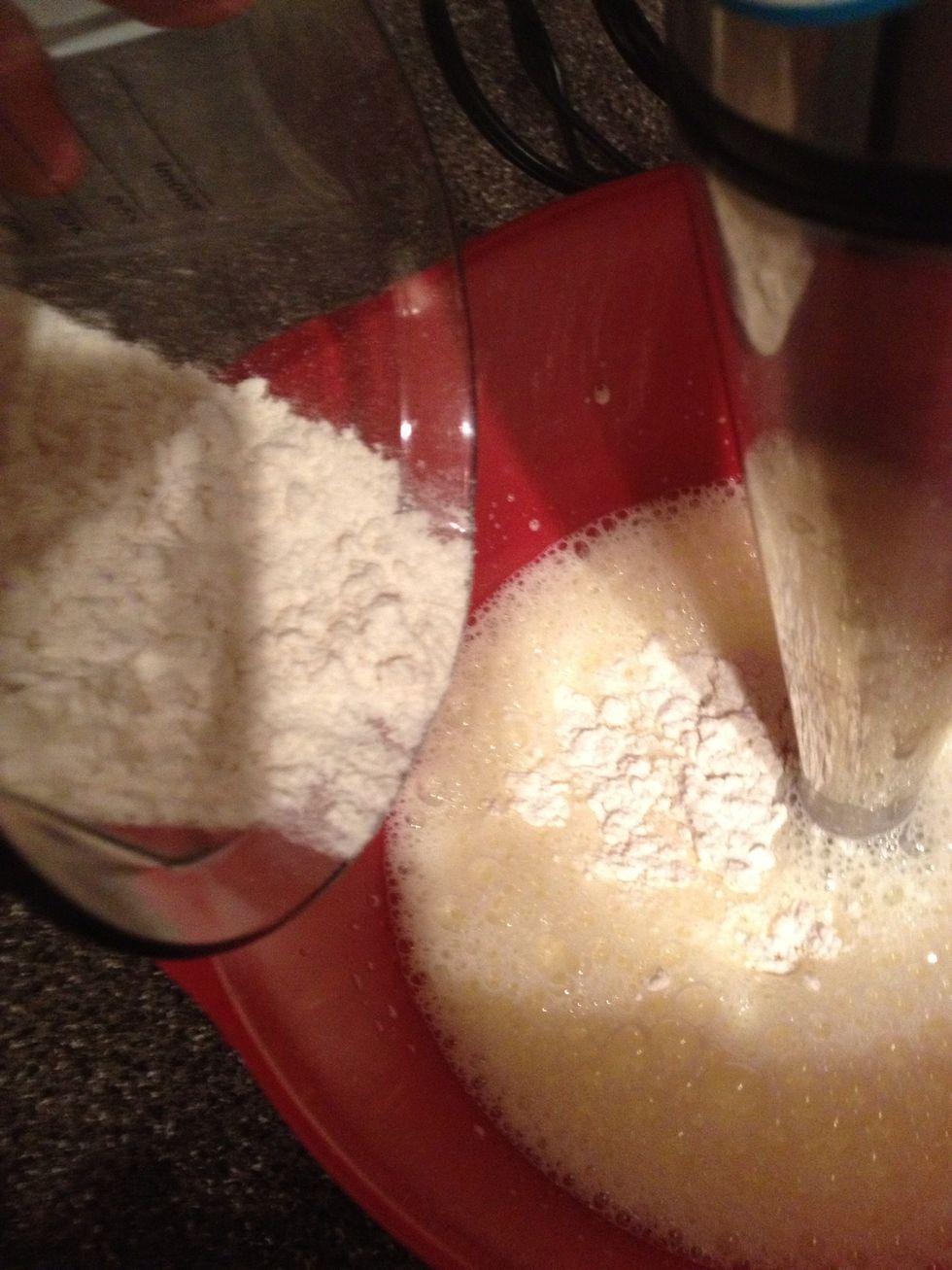 Add flour mix
