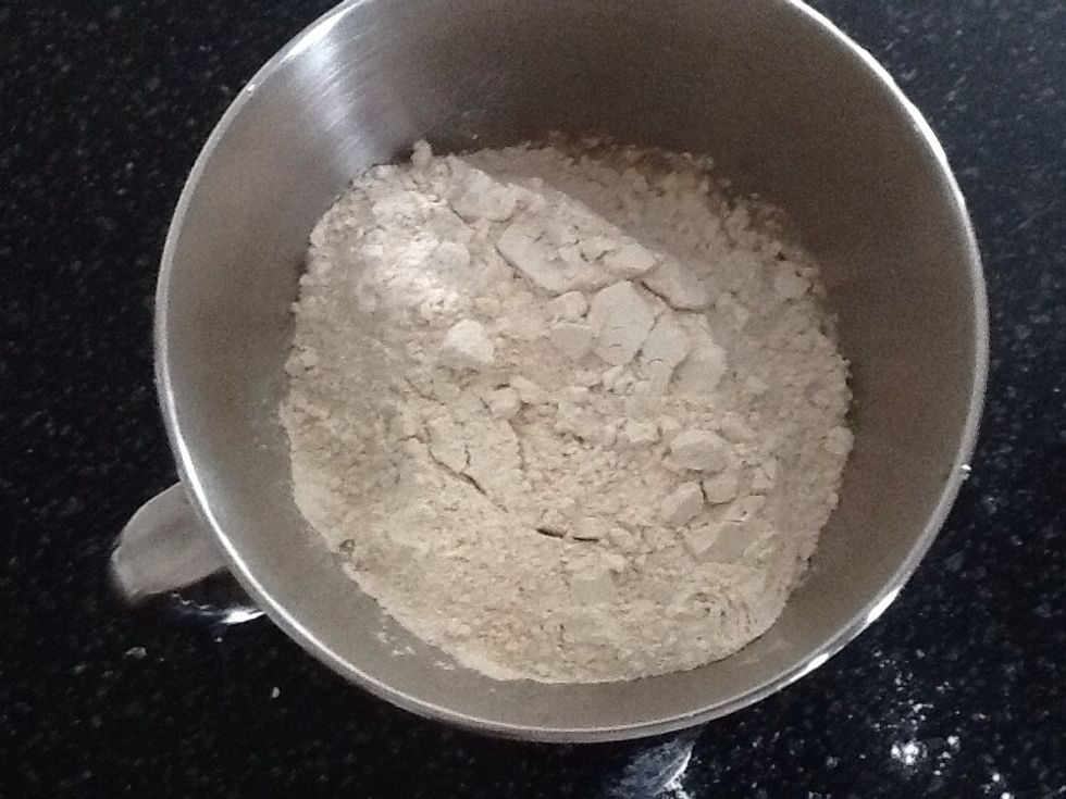 Add flour mixture to yeast and water. Turn mixer on and knead 4 to 5 minutes...