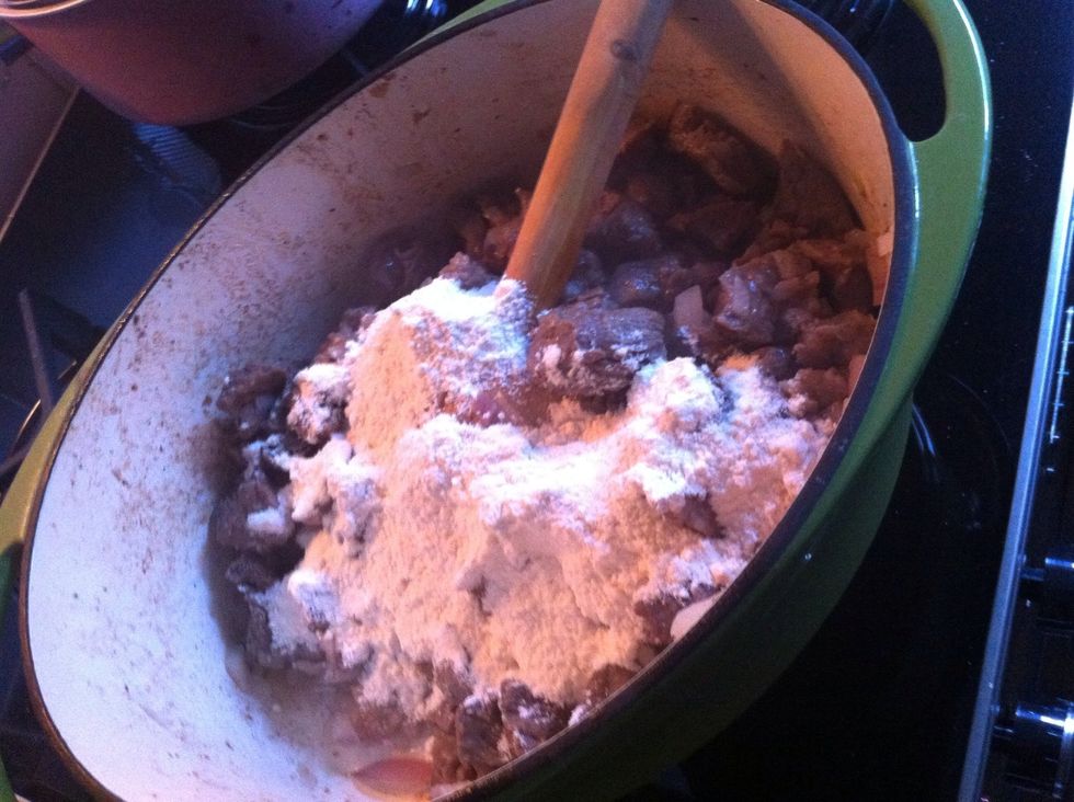 Add flour, stir well