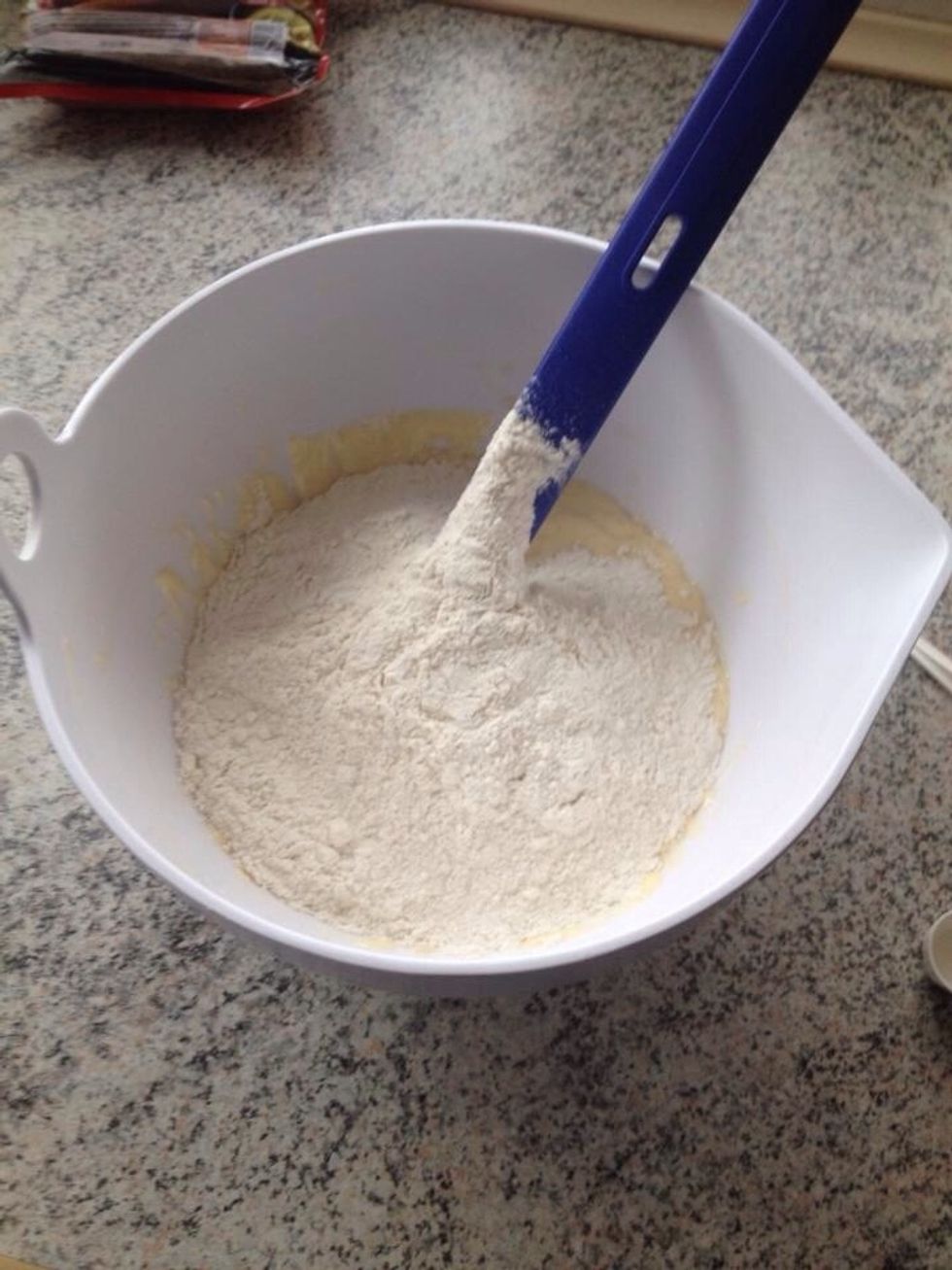 Add flour, sugar and salt