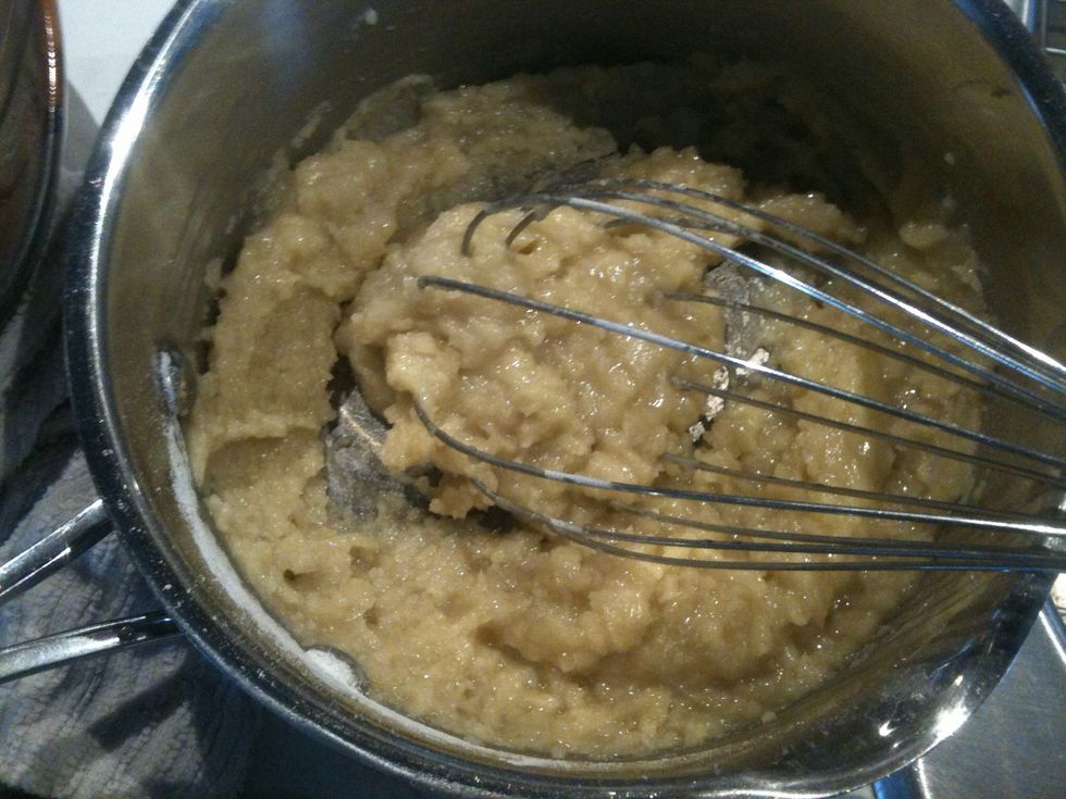 Add flour to the butter and whisk until blended.