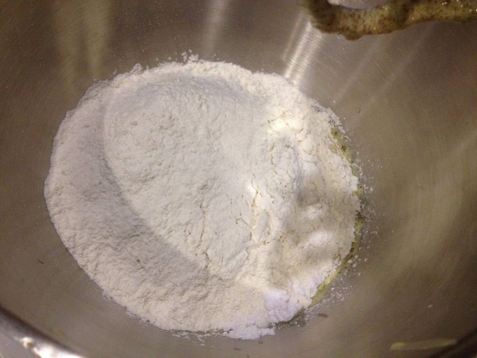 Add flour, vanilla sugar and baking soda