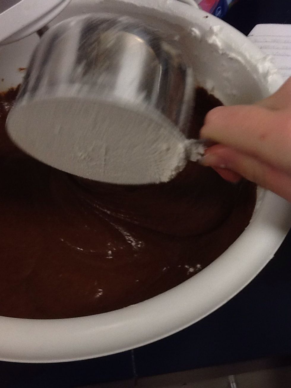 Add flour while mixing, gradually.