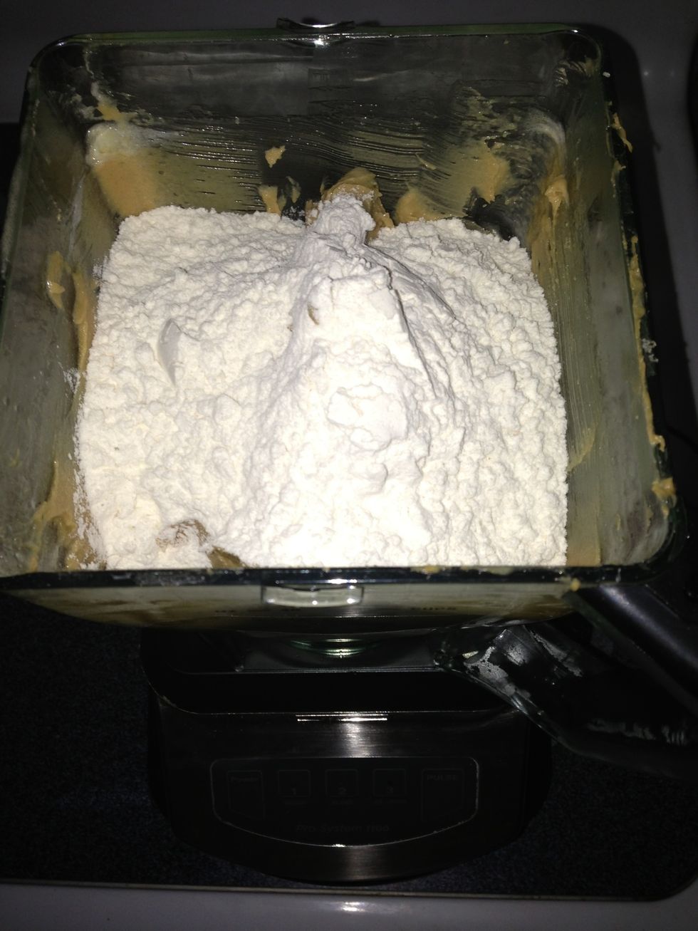 Add flour. Whip some more.