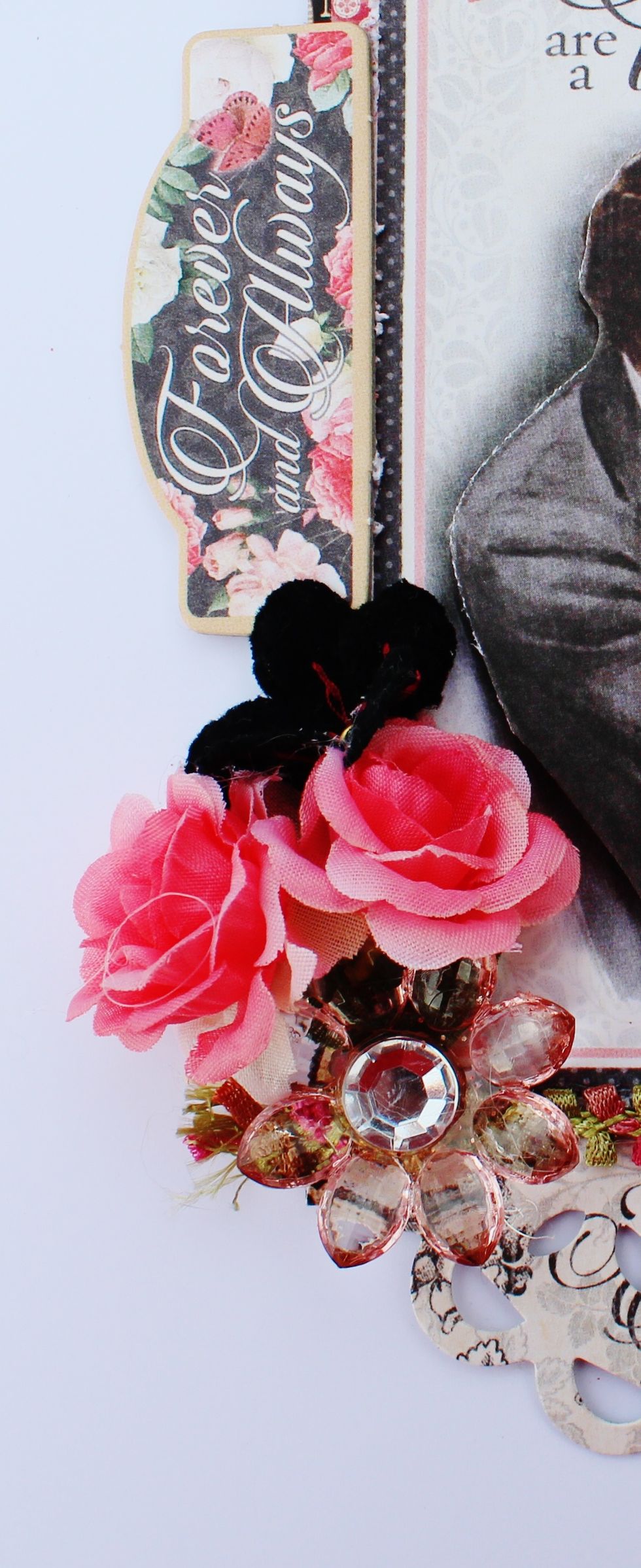 Add flowers and beads to banner.