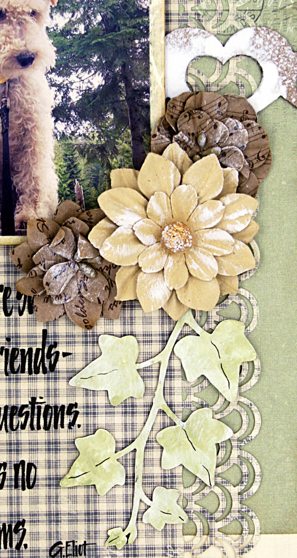 Add flowers over the ivy sprig.