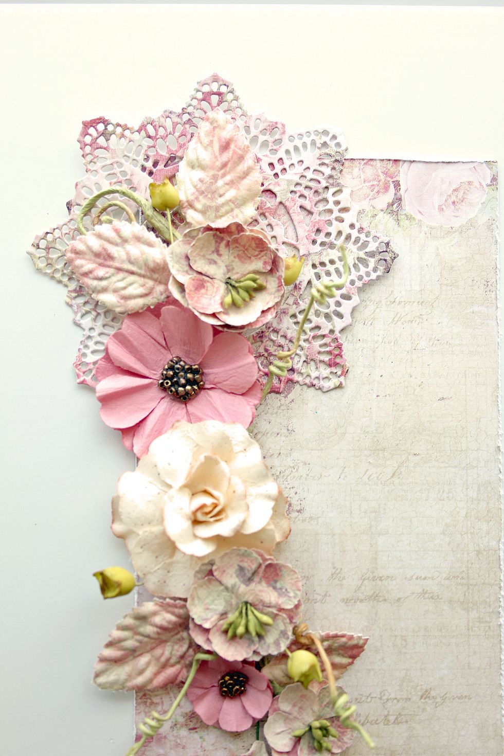 Add flowers to the center of the branch and to the bottom of the branch as shown.