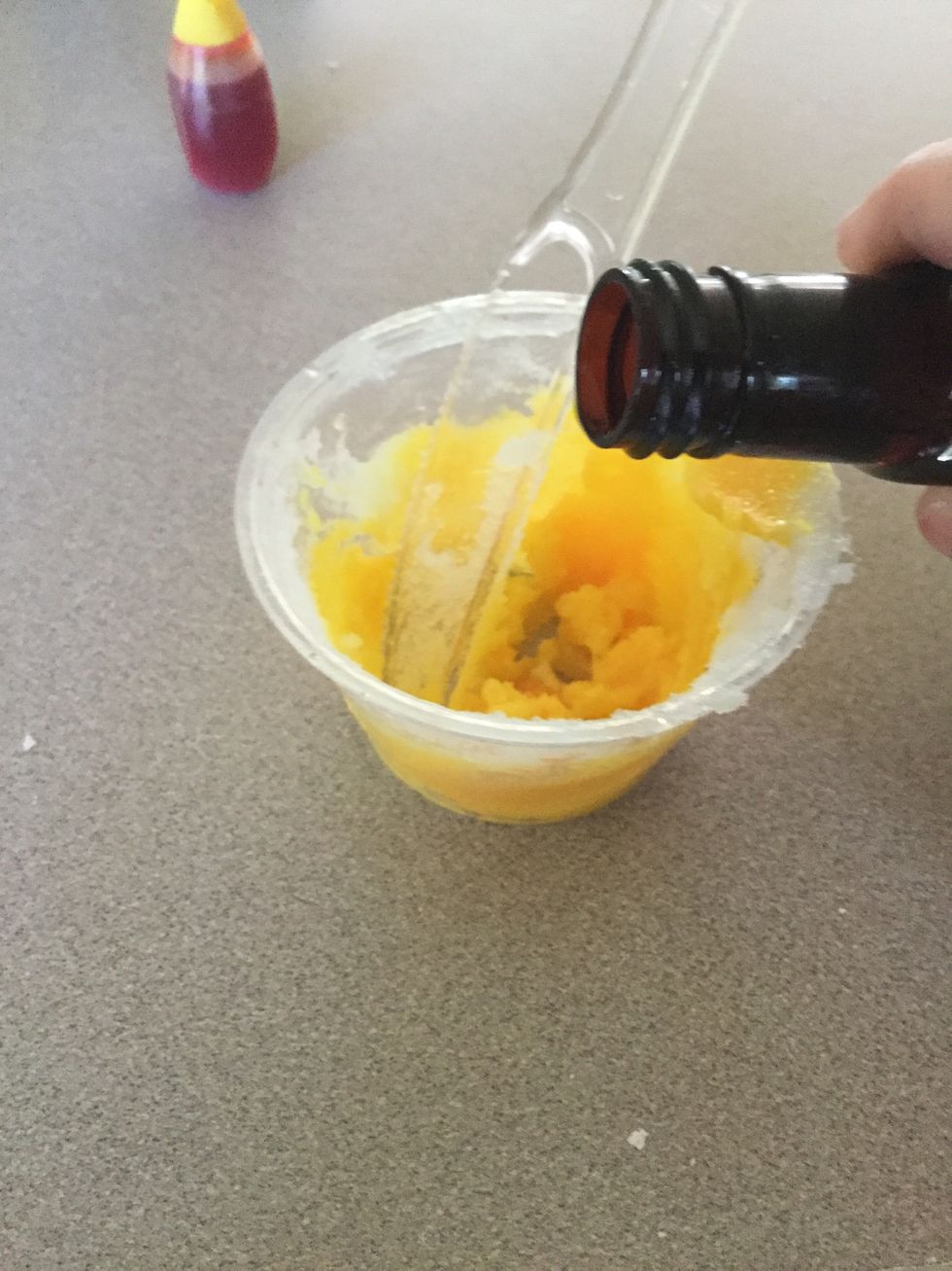 Add food color and flavoring to the mixture