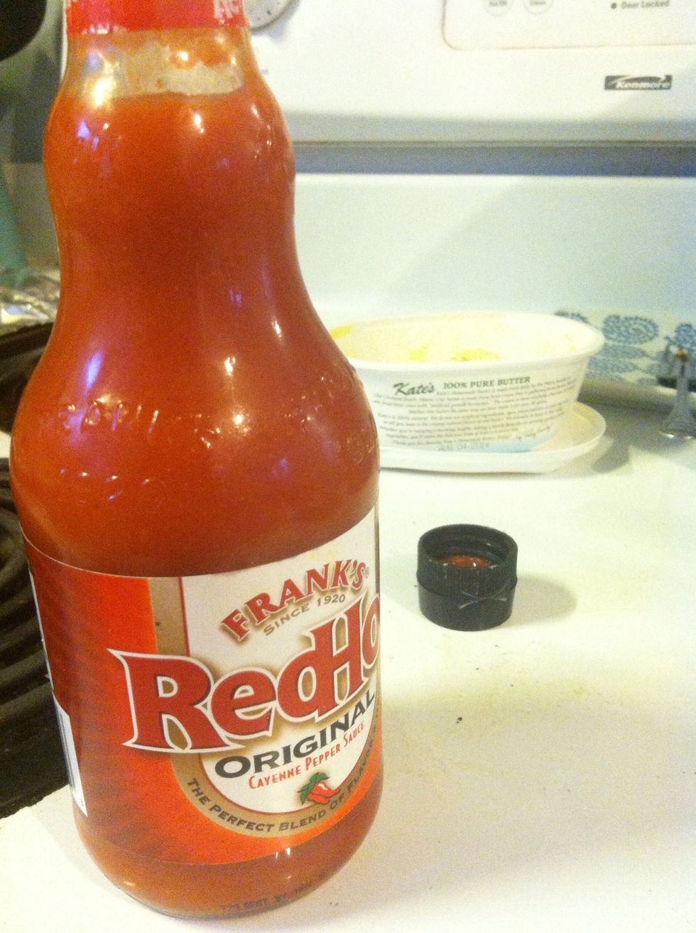 Add franks red hot and half cup of butter to the sauce