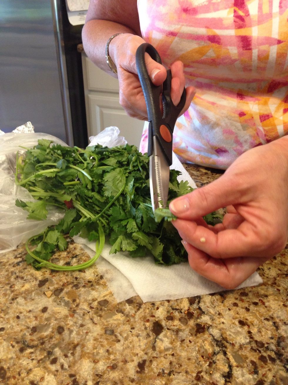 Add fresh cilantro leaves to food processor. Not stems