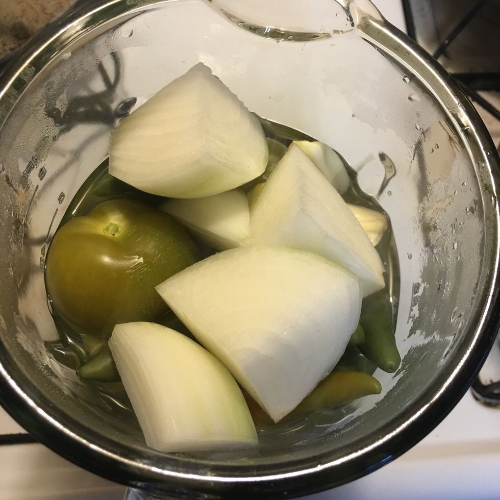 Add fresh onion to blender...