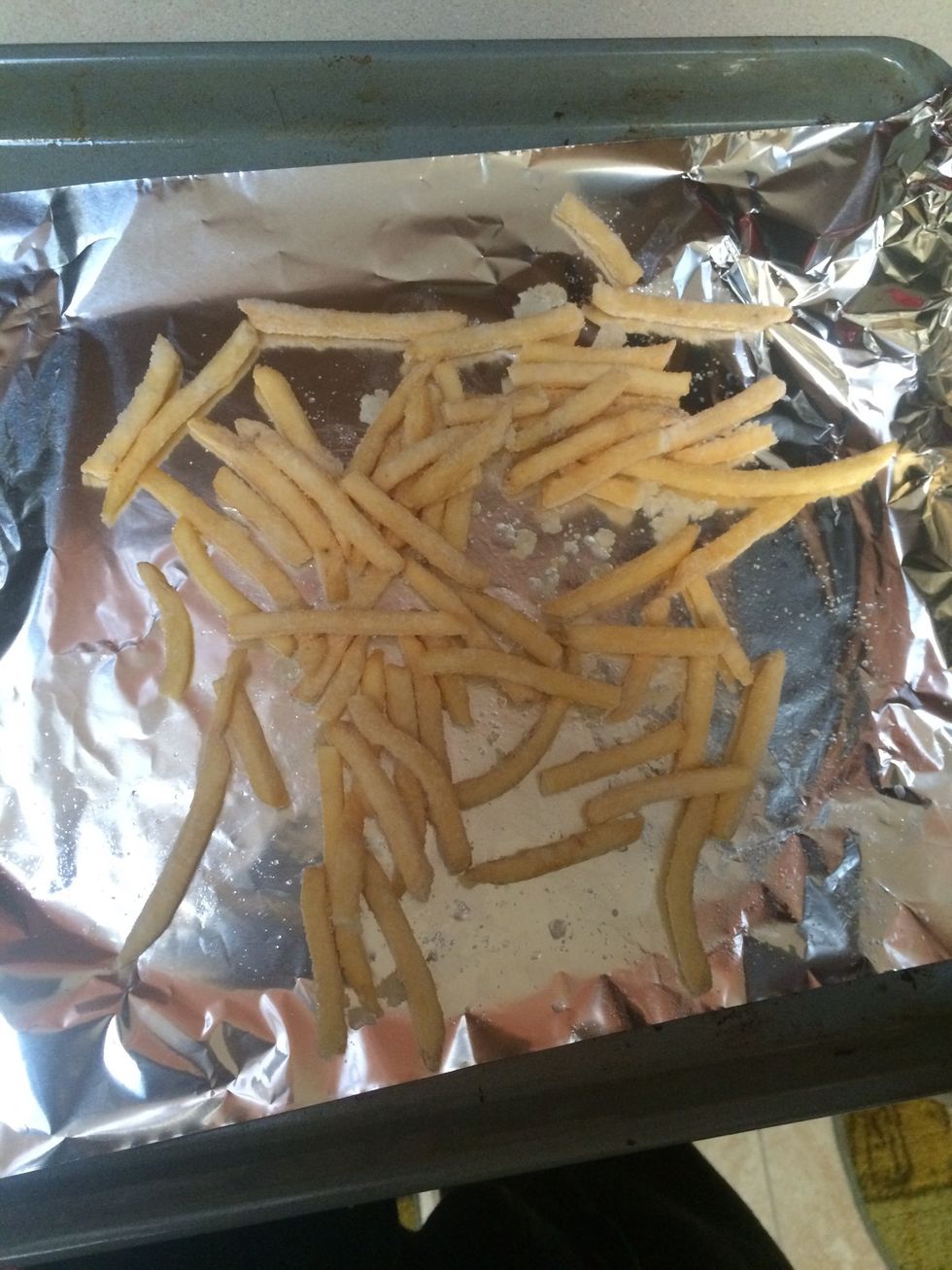 Add fries to oven