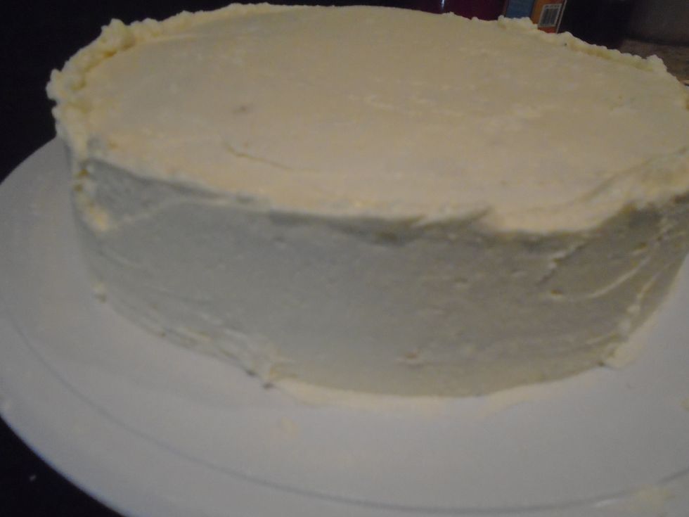 Add frosting in any of the holes or indents to make the sides completely smooth.