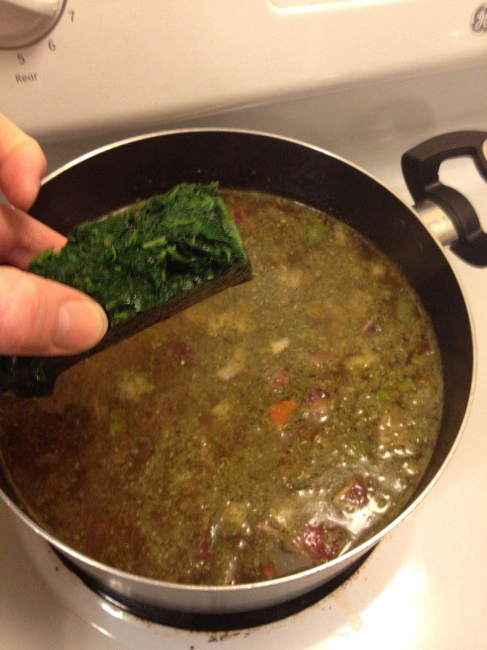 Add frozen or fresh spinach about 4 oz