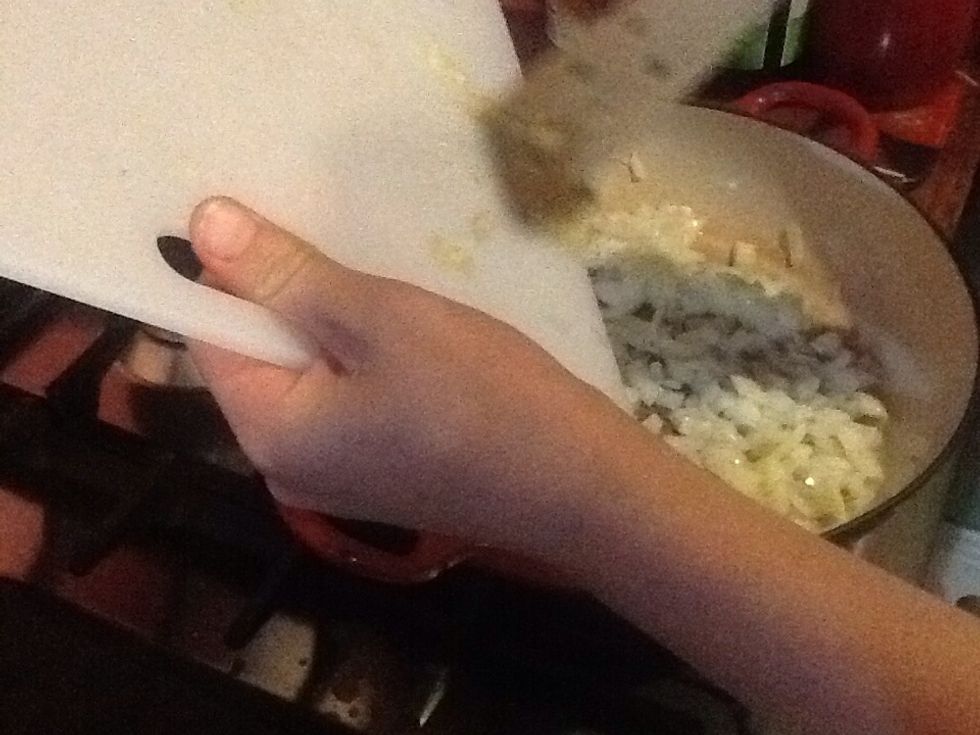 Add garlic and ginger after the onions have cooked for a while.