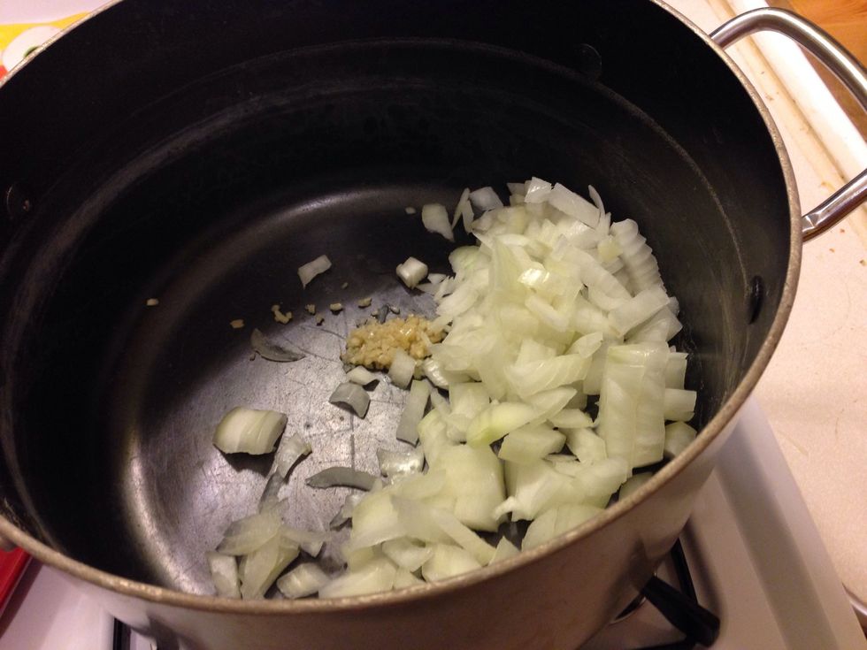 Add garlic and onion to pan and saut\u00e9e!