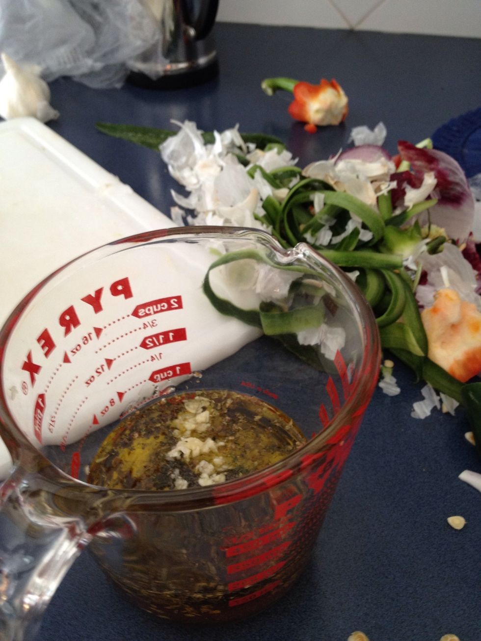 Add garlic to dressing