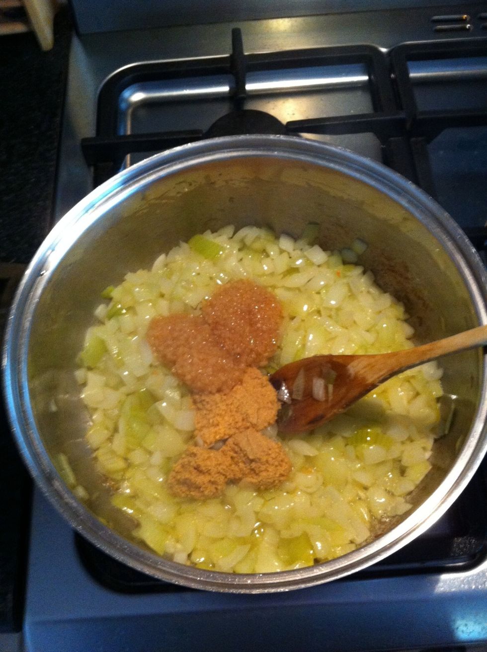 Add ginger and garlic and fry for a few minutes.