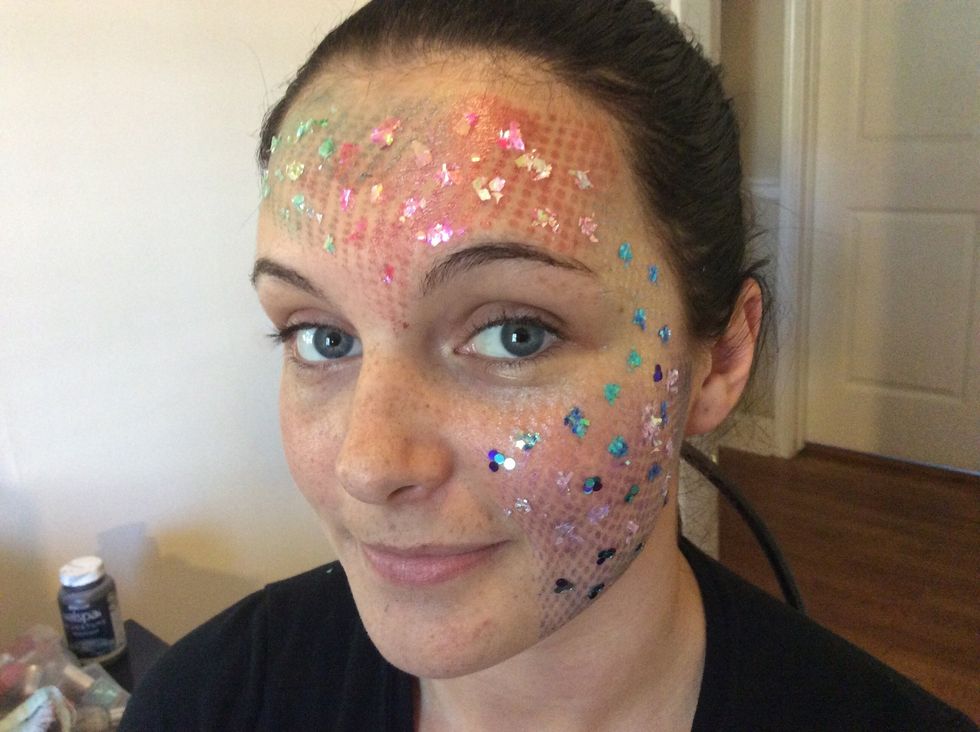 Add glitter to various sections with cosmetic glue