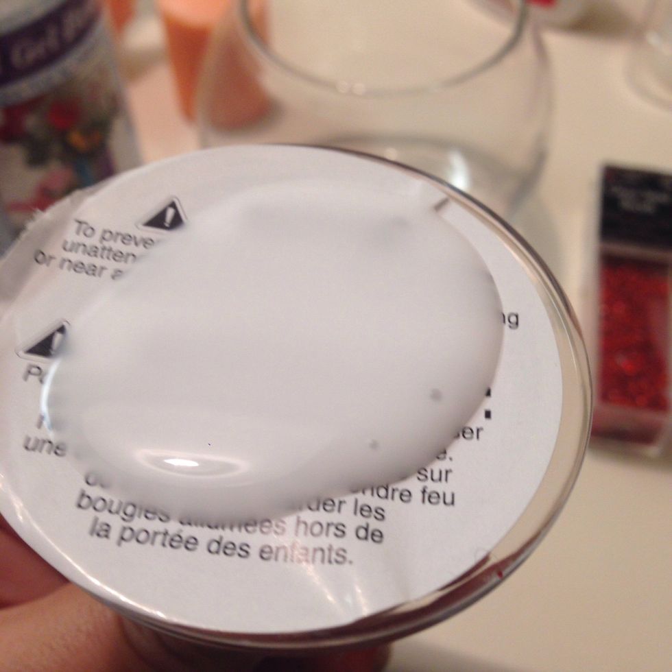 Add glue to the bottom of the long-stem or tealight glass