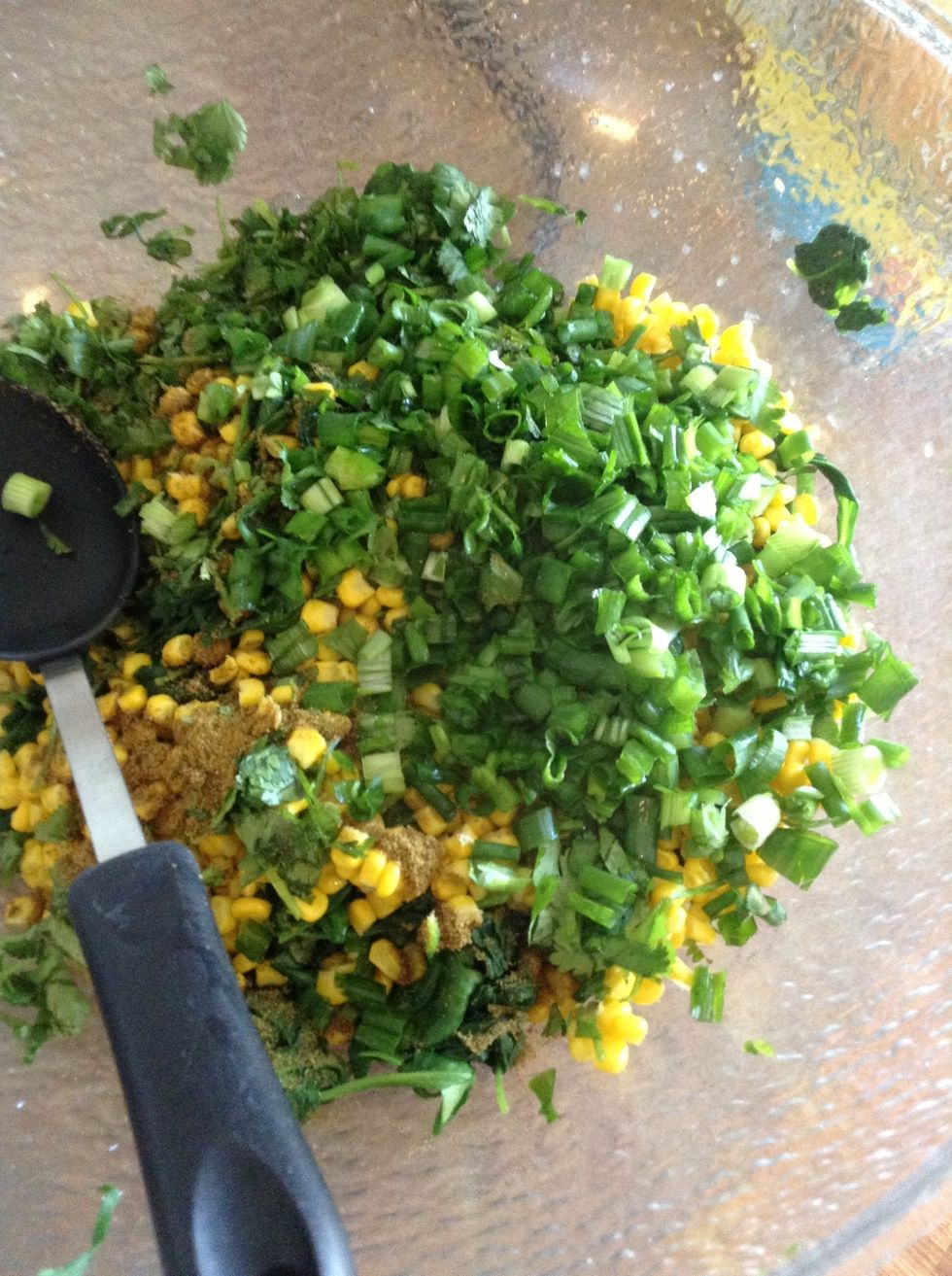 Add green onion to bowl
