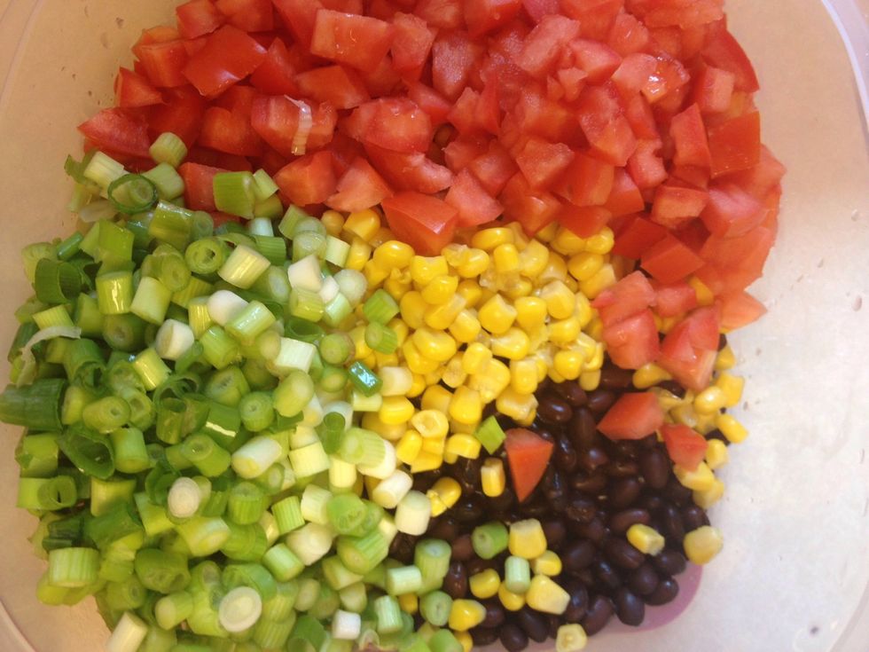 Add green onions to the bowl.