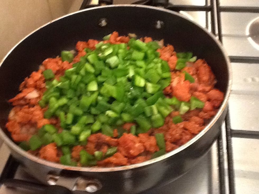 Add green pepper and mix it well. Cook for five minutes