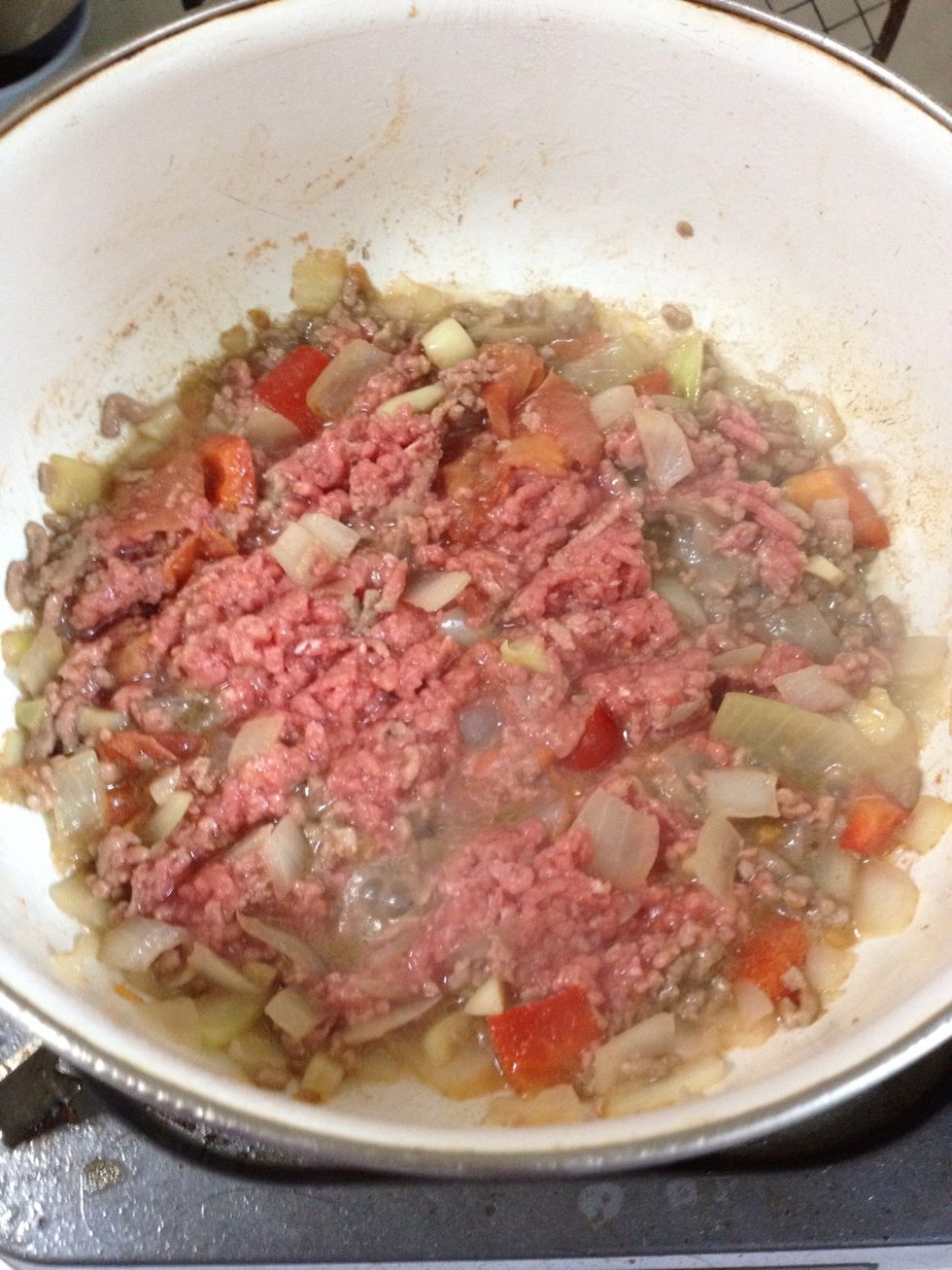add ground beef.