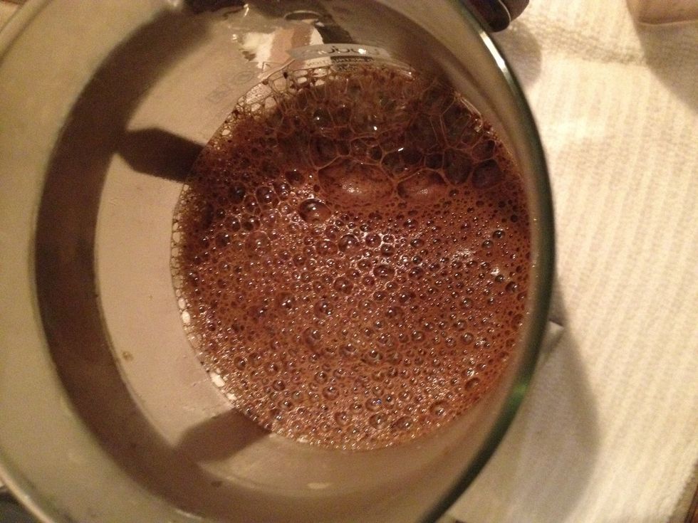 Add ground coffee to press, and fill half way with water. Give this 30 seconds to let the grounds expand.