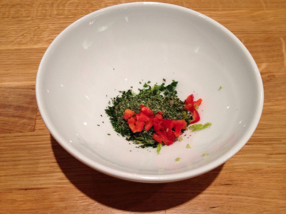 Add half a chopped red chilli