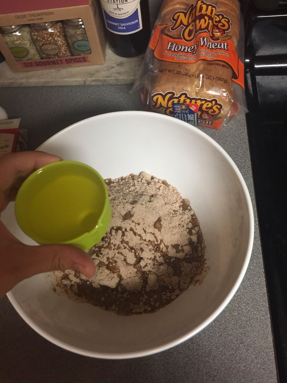 Add half a cup of vegetable oil.