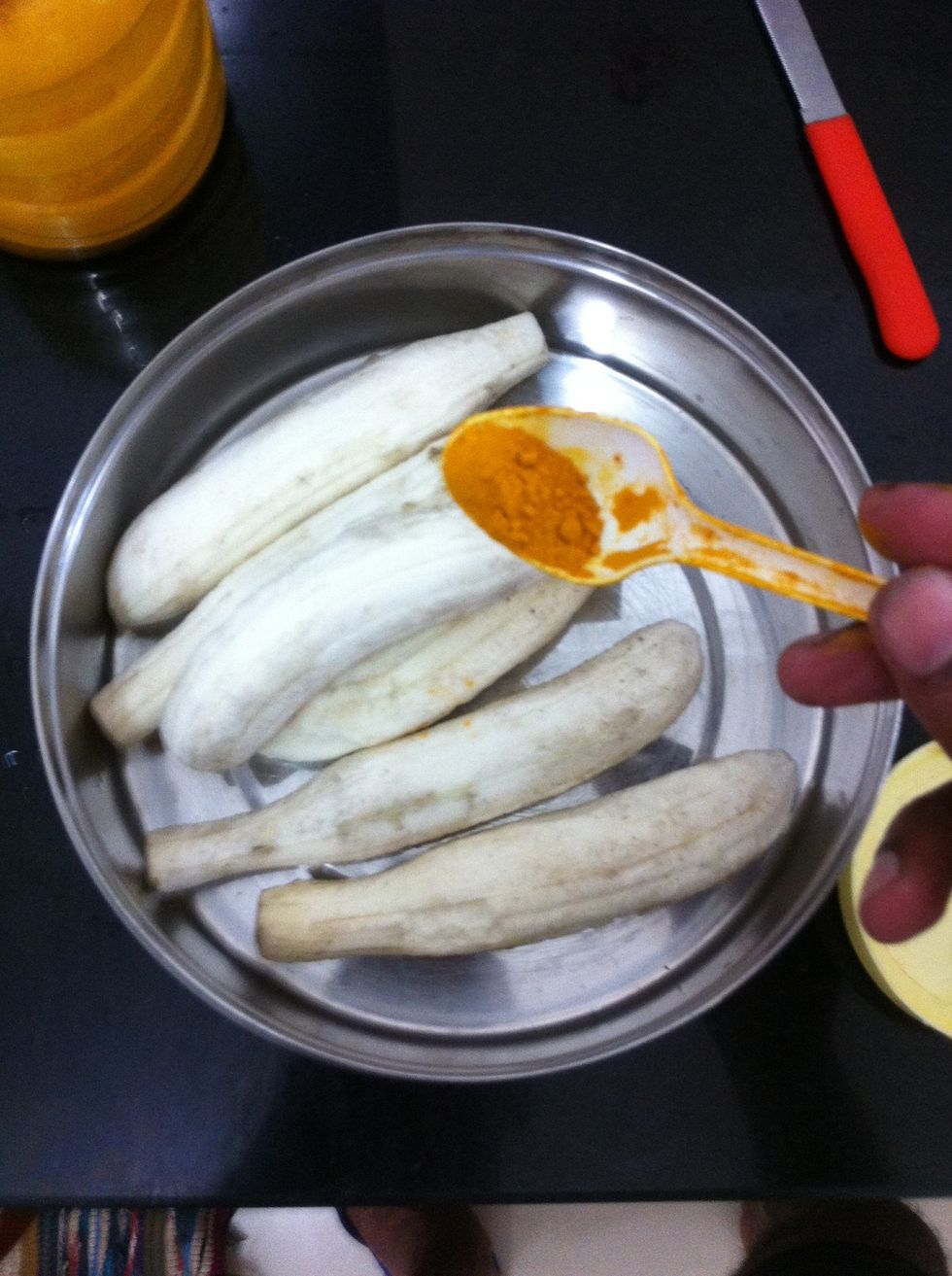 Add half a teaspoon of turmeric powder