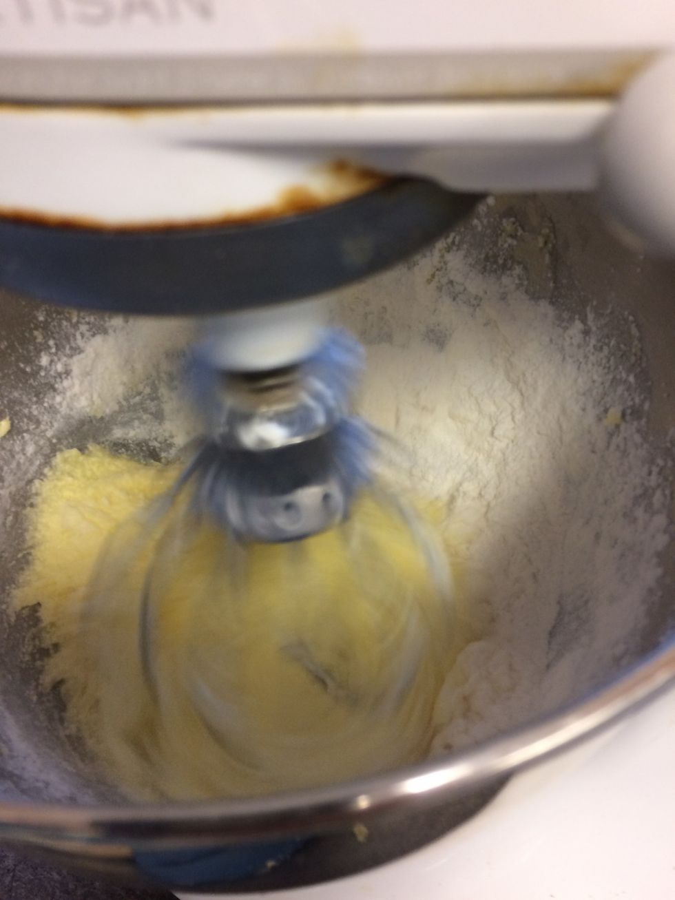 Add half of the dry ingredients