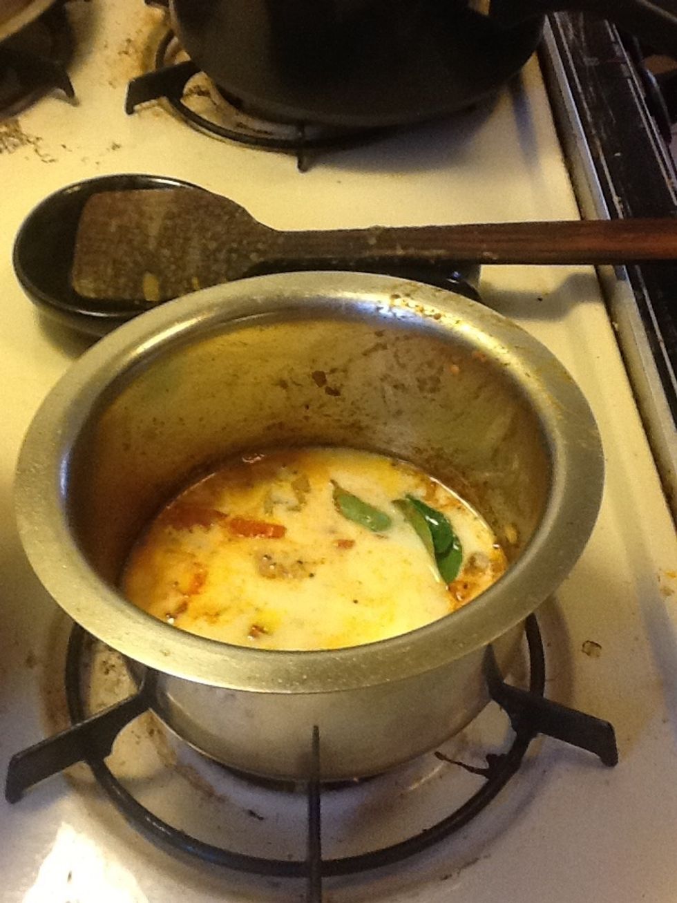 Add half of the mixture